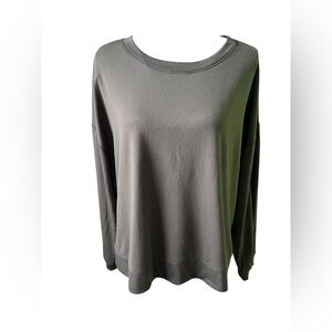 Found Olive Green Long Sleeve Split Side Top Womens Large NWT